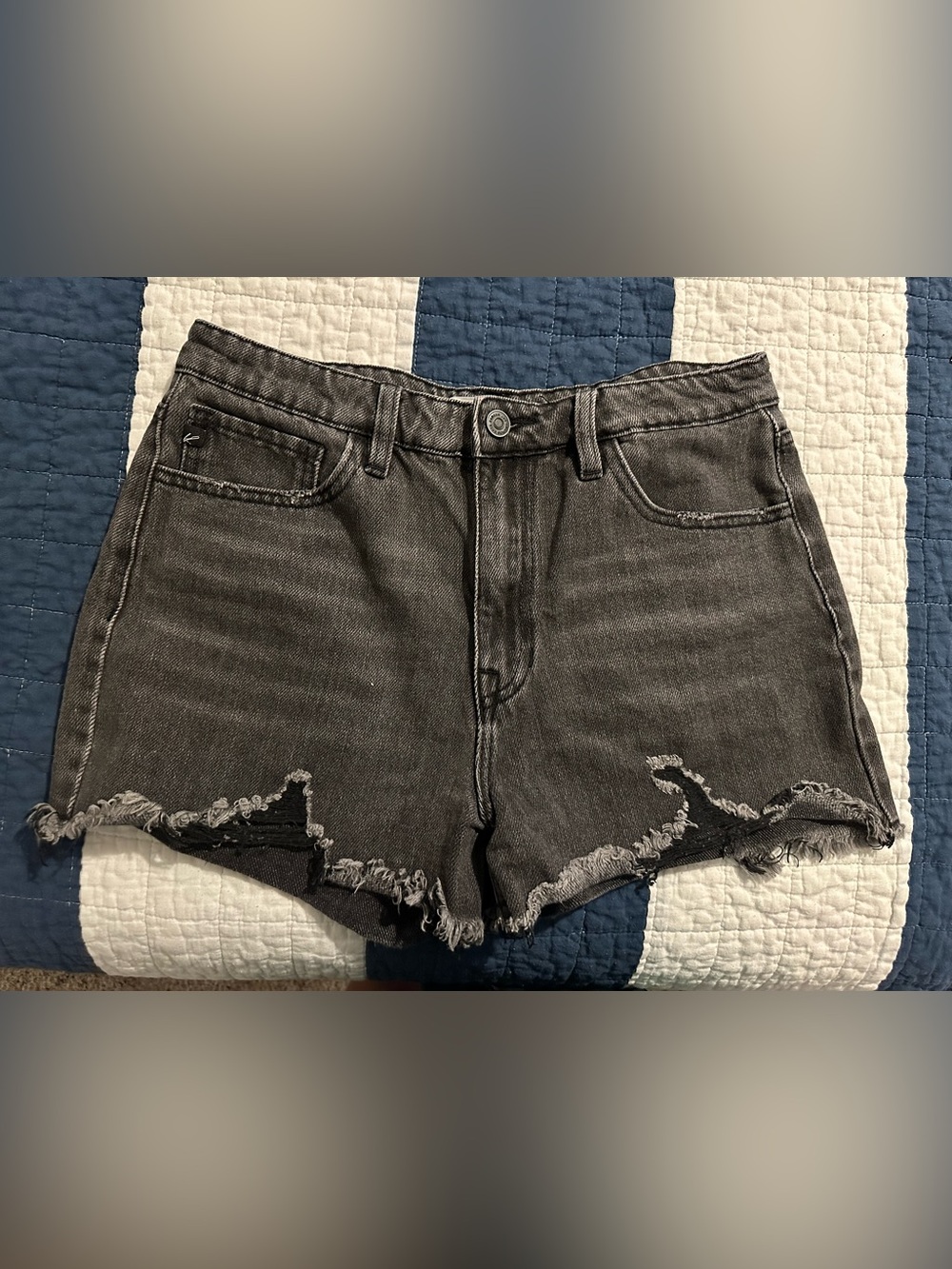 KanCan High-Waisted Distressed Black Denim Shorts